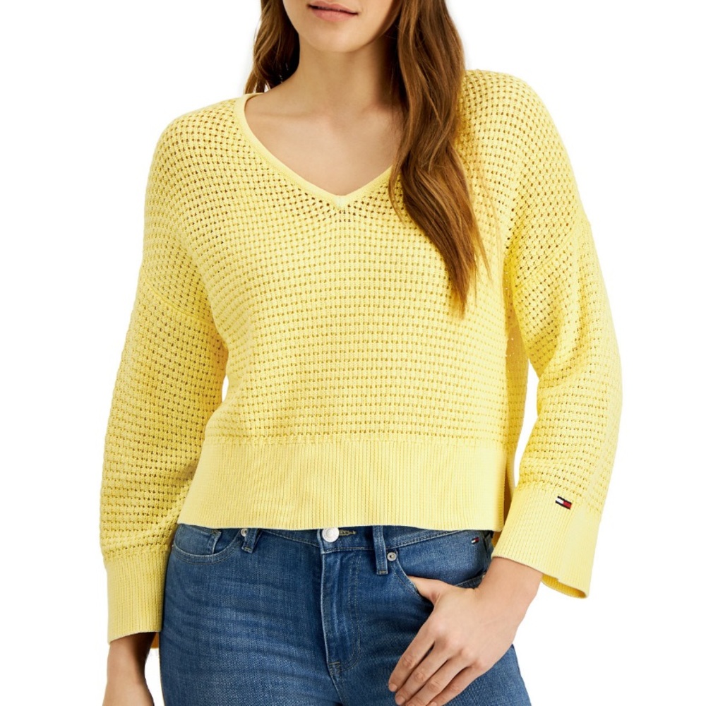 Tommy Hilfiger yellow knit sweater NWT